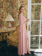 Modest Dusty Rose Chiffon A-Line Square Neck Backless Ankle-Length Bridesmaid Dress - Curvevia