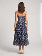 Mauve Floral Tulle A-Line Sweetheart Zipper Back Midi Dress - Curvevia