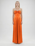 Orange Satin A-Line Sweetheart Lace-up Ankle-Length Bridesmaid Dress with Pleats - Curvevia