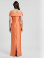 Orange Satin Sheath Sweetheart Back Zip Floor-Length Bridesmaid Dress with Pleats - Curvevia