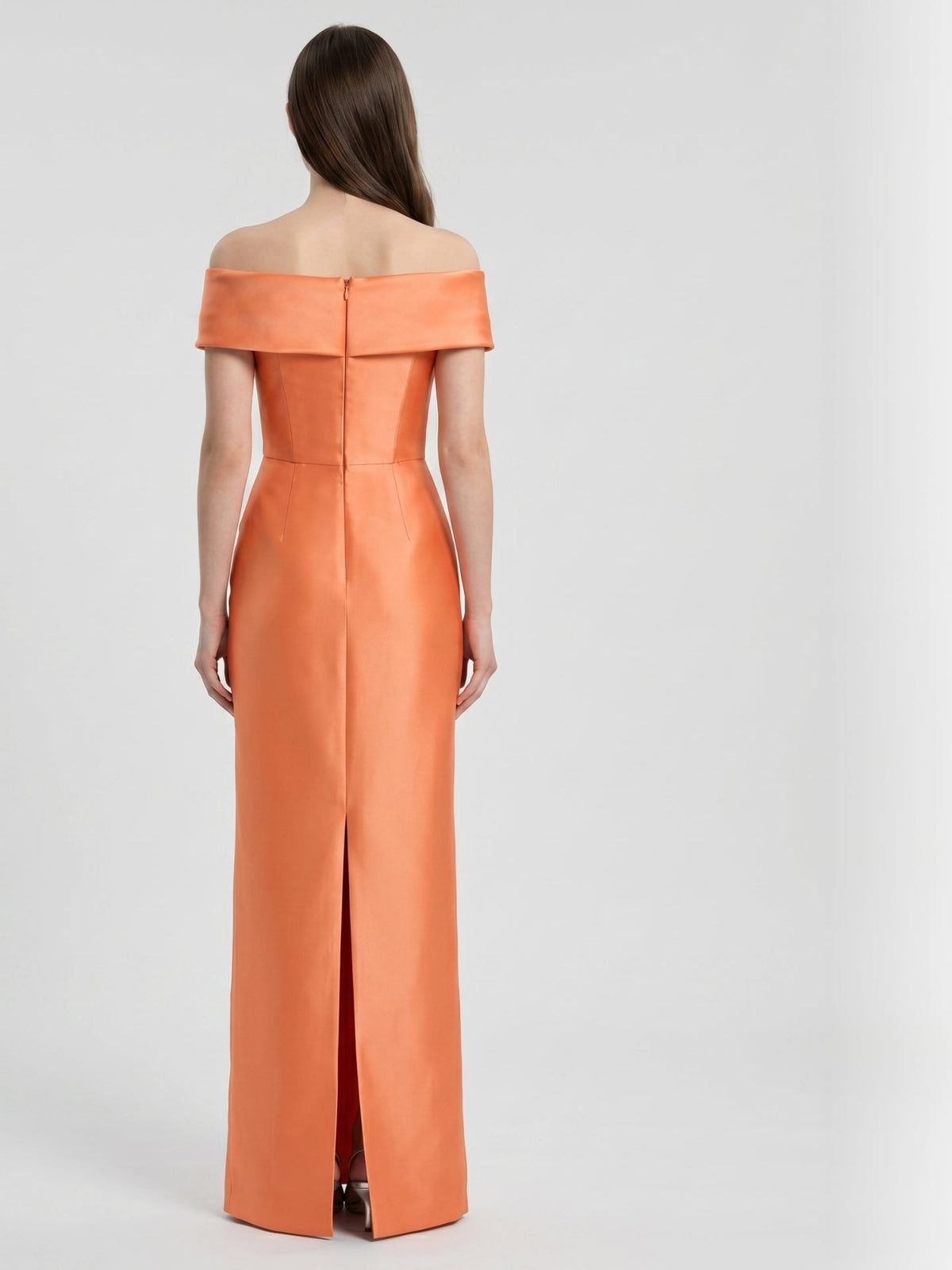 Orange Satin Sheath Sweetheart Back Zip Floor-Length Bridesmaid Dress with Pleats - Curvevia