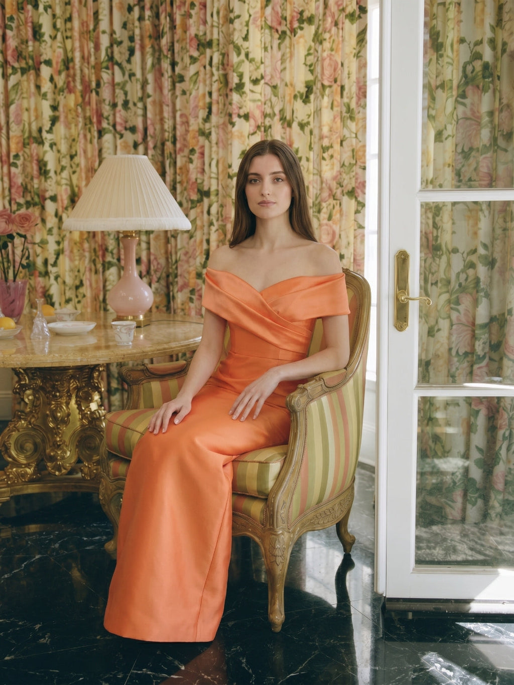 Orange Satin Sheath Sweetheart Back Zip Floor-Length Bridesmaid Dress with Pleats - Curvevia