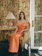 Orange Satin Sheath Sweetheart Back Zip Floor-Length Bridesmaid Dress with Pleats - Curvevia
