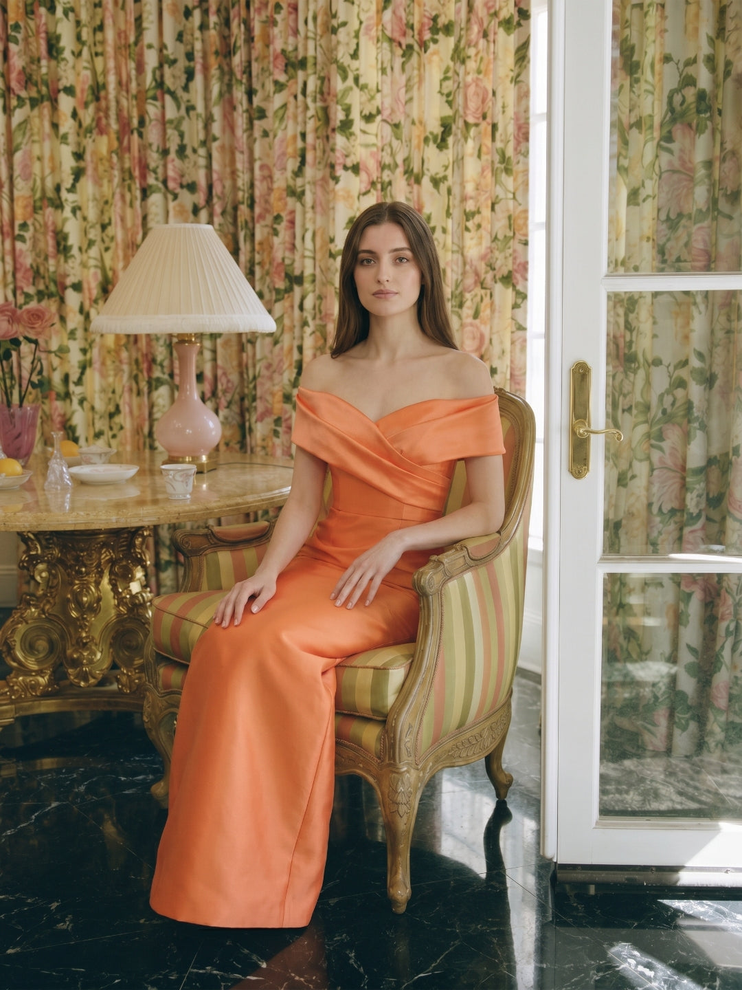 Orange Satin Sheath Sweetheart Back Zip Floor-Length Bridesmaid Dress with Pleats - Curvevia
