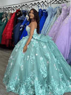 Sage Strapless Tulle Sleeveless Quinceanera Dress - Curvevia