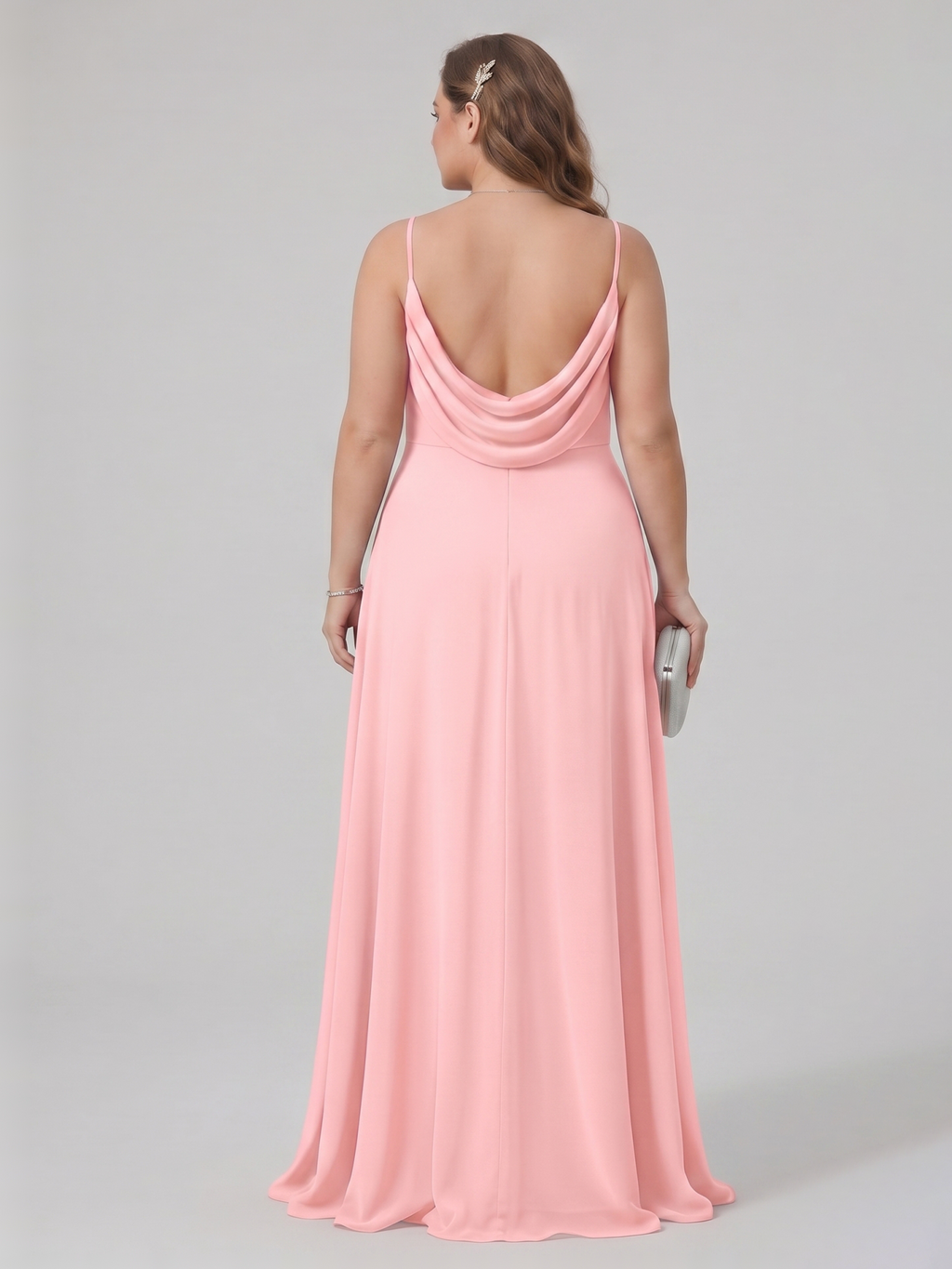 Coquette Petal Chiffon A-Line Sweetheart Backless Ankle-Length Plus Size Bridesmaid Dress - Curvevia