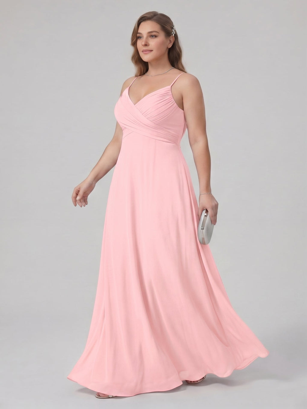 Coquette Petal Chiffon A-Line Sweetheart Backless Ankle-Length Plus Size Bridesmaid Dress - Curvevia