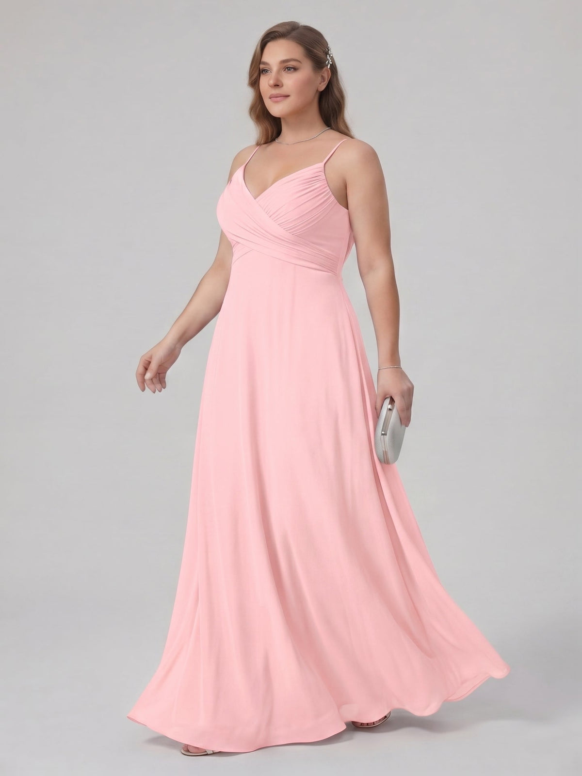 Coquette Petal Chiffon A-Line Sweetheart Backless Ankle-Length Plus Size Bridesmaid Dress - Curvevia