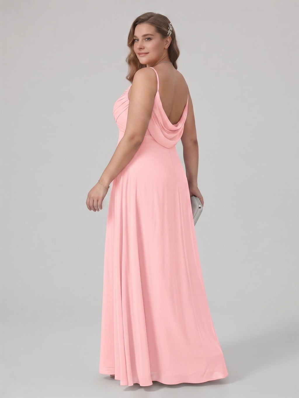 Coquette Petal Chiffon A-Line Sweetheart Backless Ankle-Length Plus Size Bridesmaid Dress - Curvevia