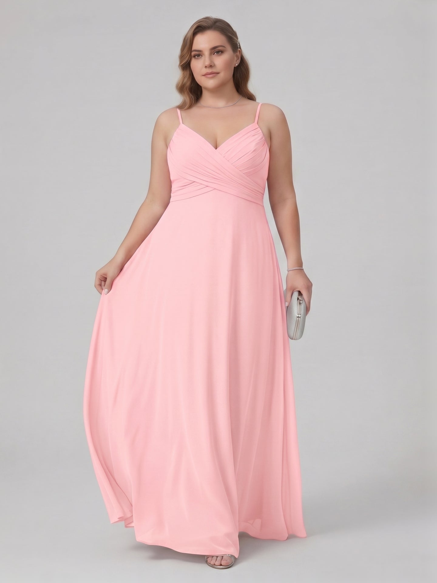 Coquette Petal Chiffon A-Line Sweetheart Backless Ankle-Length Plus Size Bridesmaid Dress - Curvevia
