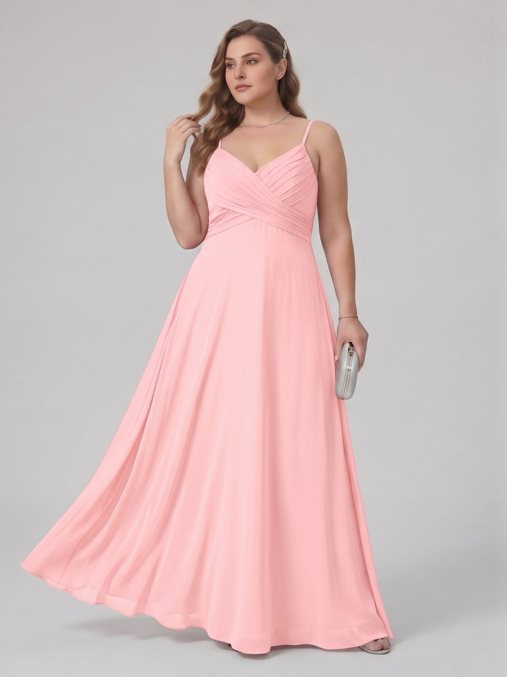 Coquette Petal Chiffon A-Line Sweetheart Backless Ankle-Length Plus Size Bridesmaid Dress - Curvevia