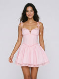 Petal Lace A-Line Sweetheart Back Zip Short Dress - Curvevia