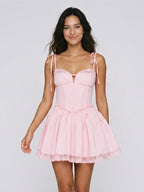 Petal Lace A-Line Sweetheart Back Zip Short Dress - Curvevia