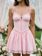 Petal Lace A-Line Sweetheart Back Zip Short Dress - Curvevia