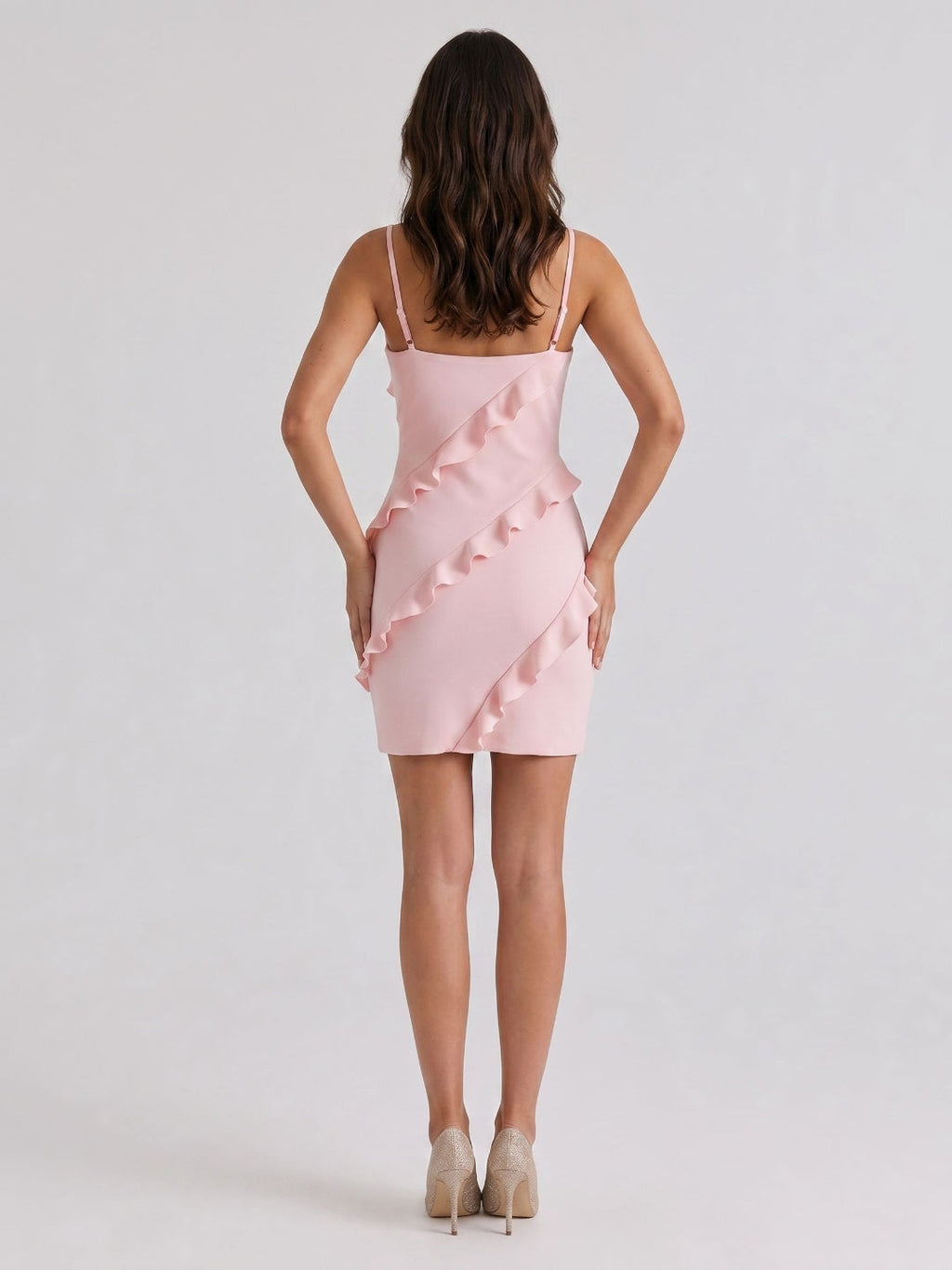 Petal Matte Satin Sheath V-Neck Short Dress with Ruffles - Curvevia