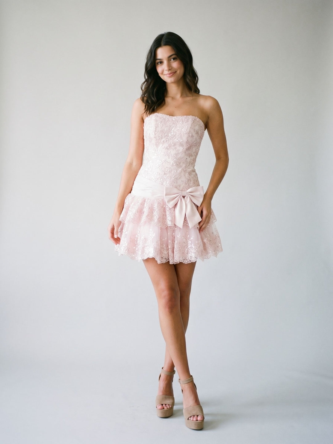 Petal Satin A-Line Straight Neck Back Zip Short Homecoming Dress with Cascading Ruffles - Curvevia