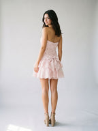 Petal Satin A-Line Straight Neck Back Zip Short Homecoming Dress with Cascading Ruffles - Curvevia