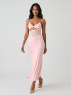 Petal Stretch Knit Mermaid V-Neck Backless Tea-Length Evening Dress - Curvevia