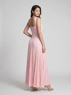 Petal Stretch Knit Trumpet Sweetheart Floor-Length Birthday Dress with Pleating - Curvevia