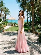 Petal Stretch Knit Trumpet Sweetheart Floor-Length Birthday Dress with Pleating - Curvevia