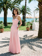 Petal Stretch Knit Trumpet Sweetheart Floor-Length Birthday Dress with Pleating - Curvevia