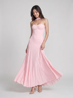 Petal Stretch Knit Trumpet Sweetheart Floor-Length Birthday Dress with Pleating - Curvevia
