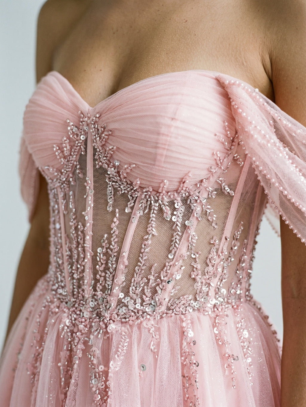 Petal Tulle A-Line Off-the-Shoulder Backless Short Homecoming Dress with Sequins - Curvevia