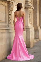 Bow Sweetheart Light Blue Mermaid Long Prom Dress - Curvevia