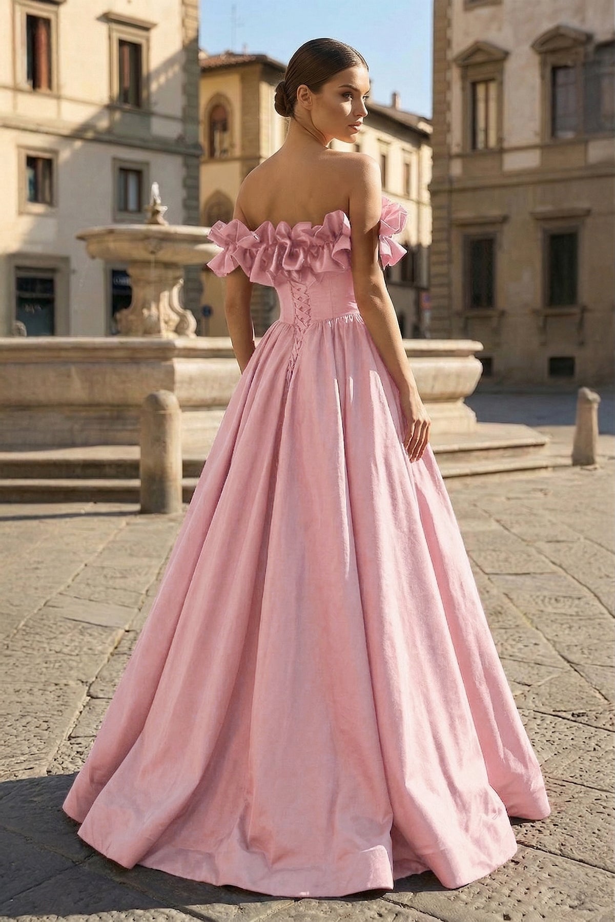 Burgundy Strapless Satin Long Wedding Guest Dress, A-Line Evening Party Dress - Curvevia