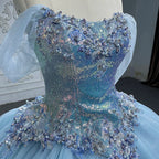 Quinceanera Dress Princess Short Sleeve Ball Gown Sequins Party Dresses - Curvevia