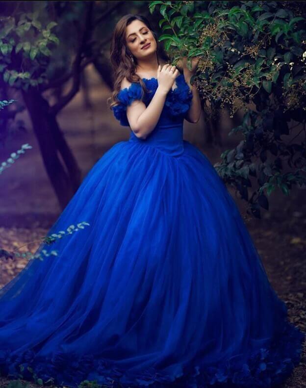 Quinceanera Dress Princess Tulle Royal Blue Off The Shoulder - Curvevia