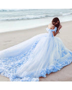 Off The Shoulder Flowers Tulle Ball Gown Pink Quinceanera Dresses - Curvevia
