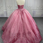 Quinceanera Dress Romantic Court Train Ball Gown Strapless Pleated - Curvevia