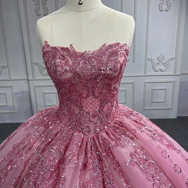 Quinceanera Dress Romantic Court Train Ball Gown Strapless Pleated - Curvevia