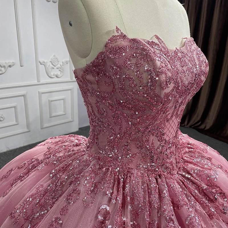 Quinceanera Dress Romantic Court Train Ball Gown Strapless Pleated - Curvevia