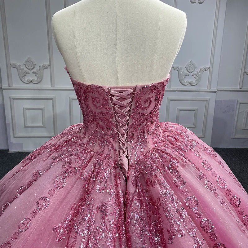 Quinceanera Dress Romantic Court Train Ball Gown Strapless Pleated - Curvevia