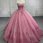 Quinceanera Dress Romantic Court Train Ball Gown Strapless Pleated - Curvevia