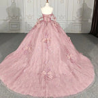 Romantic Pink Beading Quinceanera Dress Sequined Sleeveless with Bowknot - Curvevia