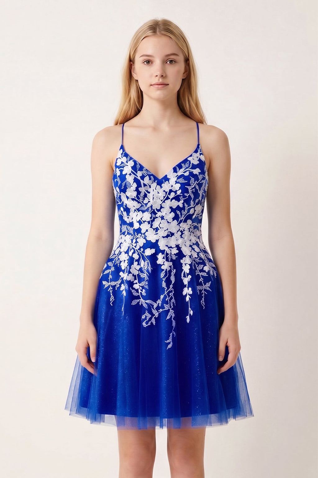 Aline Short Glitter Tulle Wedding Guest Dress with Appliques - Curvevia