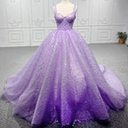 Purple Sweetheart Sequined Evening Party Dress - Curvevia