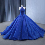 Royal Blue Ball Gown Halter Sleeveless Quinceanera Dress - Curvevia