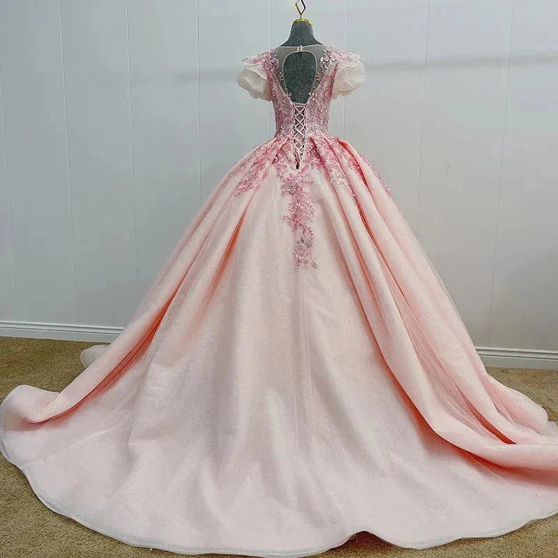 Romantic Quinceanera Organza Dress Ball Gown - Curvevia