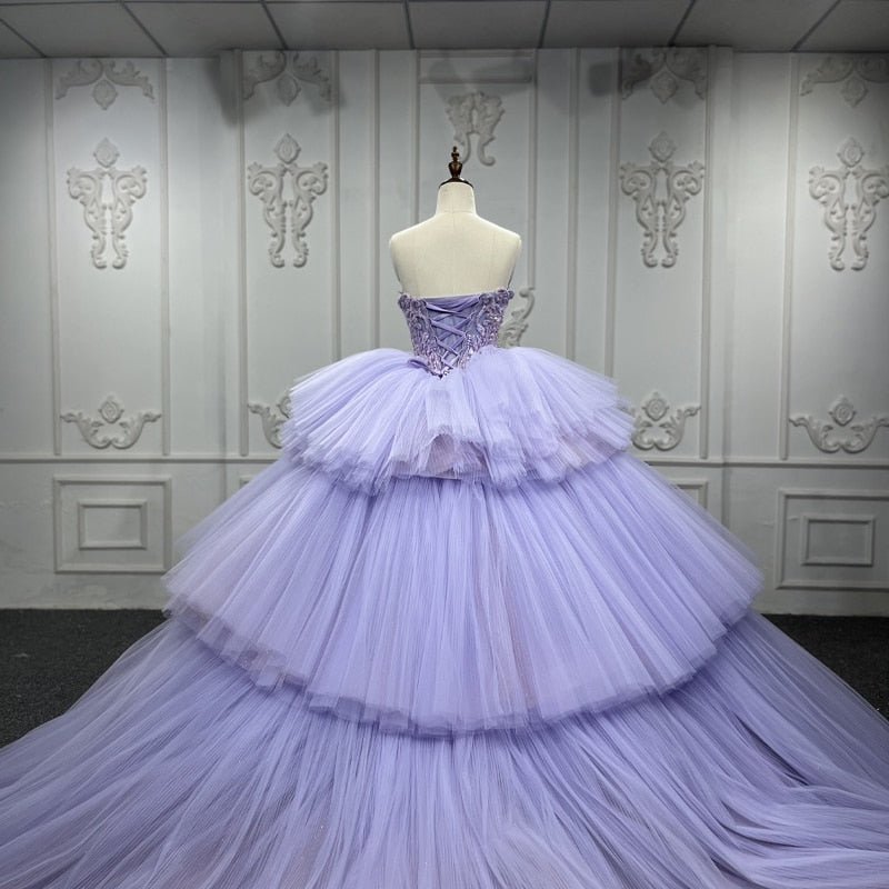 Quinceanera Dress  Strapless Ball Gown Crystal  Lavender - Curvevia