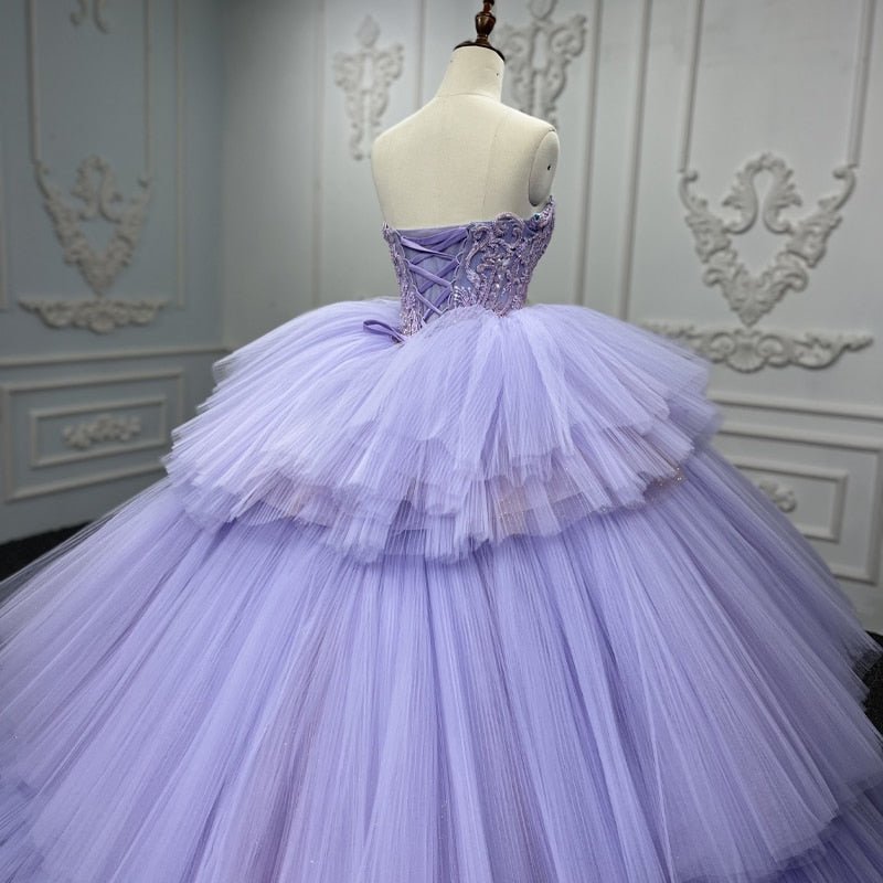 Quinceanera Dress  Strapless Ball Gown Crystal  Lavender - Curvevia