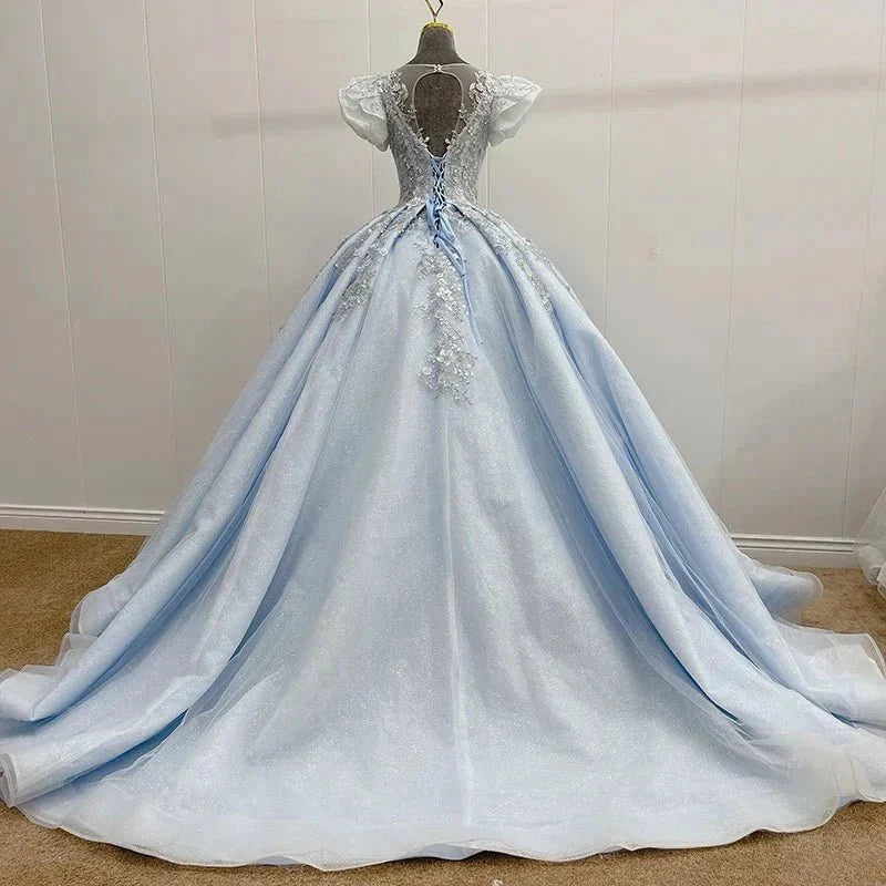 Romantic Quinceanera Organza Dress Ball Gown - Curvevia
