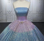 Simple Sequined Shimmer Party Dress with Train - Curvevia