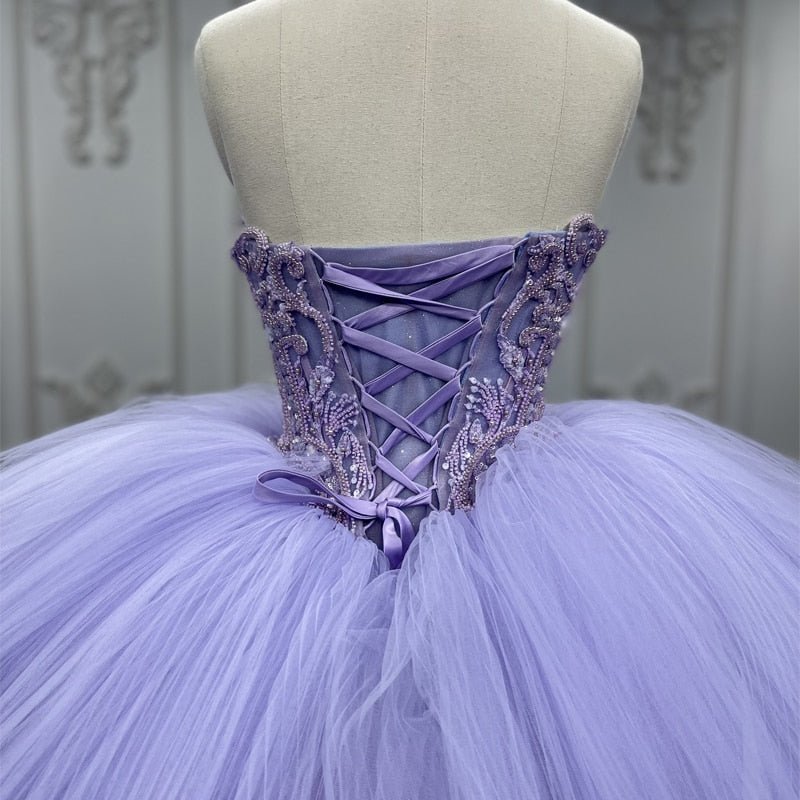 Quinceanera Dress  Strapless Ball Gown Crystal  Lavender - Curvevia