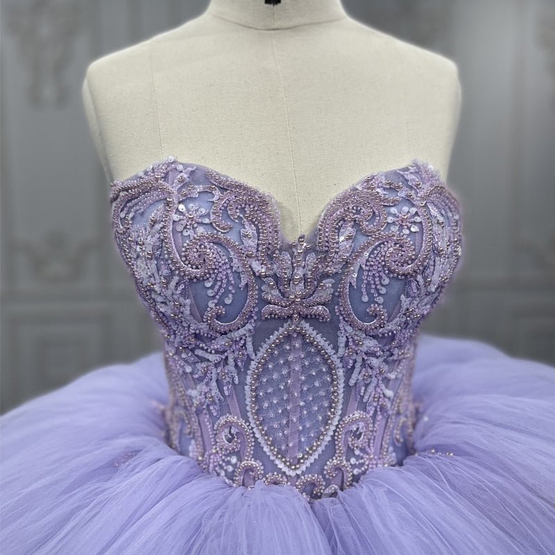 Quinceanera Dress  Strapless Ball Gown Crystal  Lavender - Curvevia