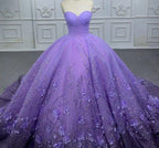 A Line Purple Lace Sweetheart With Corset Back Quinceanera Dresses - Curvevia
