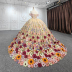 Quinceanera Flower  Off-the-Shoulder Ball Gown Dress - Curvevia
